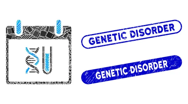 Rectangle Mosaic Dna Analysis Calendar Day with Texured Genetic Disorder Stamps — Stockový vektor