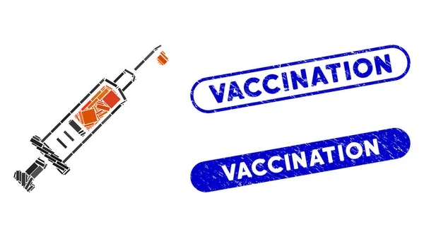 Rectangle Mosaic Vaccination with Grunge Vaccination Seals — Stockový vektor