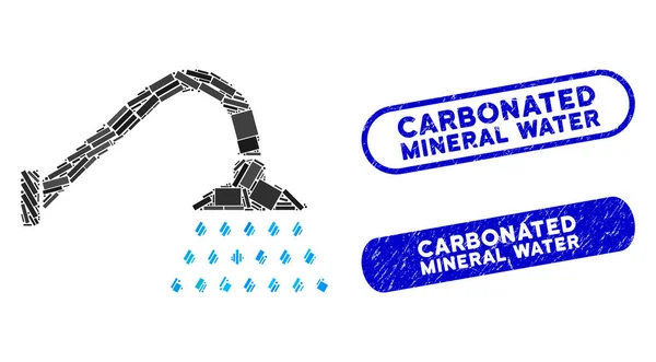 带结构碳化矿泉水封口的矩形胶水淋浴器 — 图库矢量图片