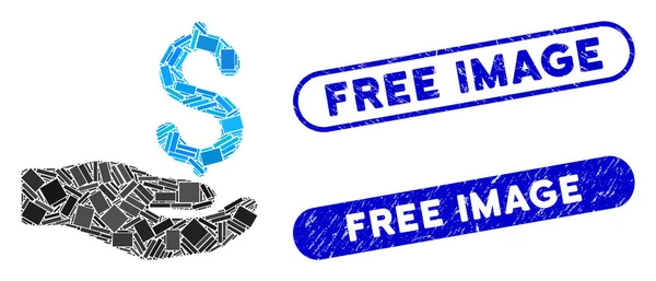 Прямоугольный коллаж Оплата с помощью Grunge Free Image Stamps — стоковый вектор