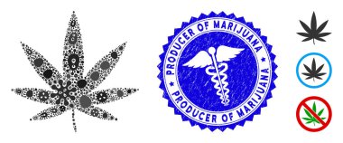 Salgın Kolajı Kenevir Simgesi Yılan Tehlike Üreticisi Marihuana Mührü