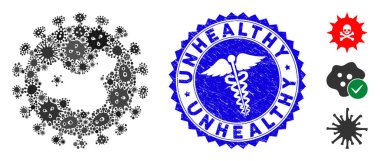 Bulaşıcı Mozaik Çin Virüs Simgesi Caduceus Tehlike Damgası Sağlıksız