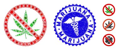 Enfekte Kolaj Marihuana Simgesi Yok Tıbbi desenli Marihuana Mührü