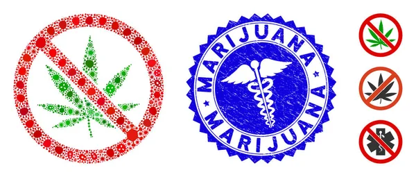 Keine Marihuana-Ikone mit medizinischem Marihuana-Siegel — Stockvektor