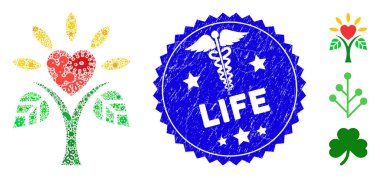 Biyolojik Tehlike Mozaik Yaşam Simgesi Tıbbi desenli Yaşam Mührü