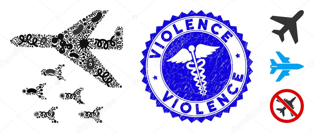 Infectious Collage Bomber Bombs Icon with Health Care Scratched Violence Seal