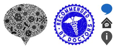 Contagion Mosaic Hint Icon with Healthcare Scratched Recommended by Doctors Seal clipart