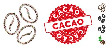 Viral Mozaik Kakao Fasulye Simgesi Dokulu Yuvarlak Kakao Damgalı