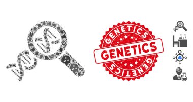 Enfekte Olmuş Mozaik Genetik Simgesi Tehlike Yuvarlak Genetik Mührü