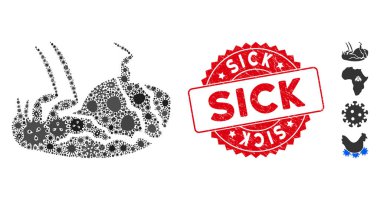 Bulaşıcı Kolaj Sapık Pire Simgesi Çizilmiş Yuvarlak Sapık Mührü