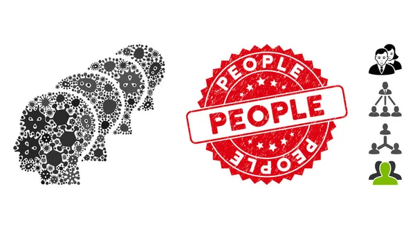 การติดเชื้อ Collage People Icon with Grunge Round People Stamp — ภาพเวกเตอร์สต็อก