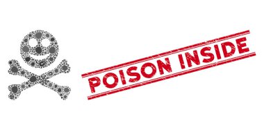 Biyolojik Tehlike Mozaiği Mutlu Ölüm Simgesi ve Çizgilerle İçindeki Zehirli Mühür