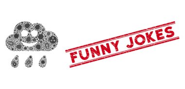 Enfeksiyon Kolajı Mutlu Yağmur Bulutu Simgesi ve Çizgili Komik Şakalar Mührü