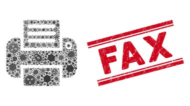 Mikrop Kolajı Yazıcı Simgesi ve Çizik Faks Damgası Satırları