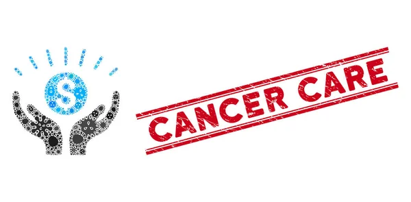 Febbre Mosaico Icona della prosperità e timbro di cura del cancro graffiato con linee — Vettoriale Stock