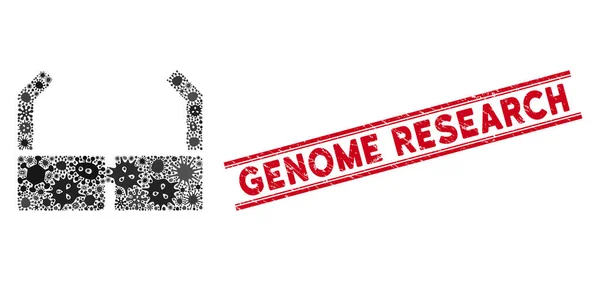 Infekce Collage Brýle Ikona a tíseň Genome Research Seal with Lines — Stockový vektor