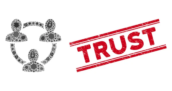 Fièvre Mosaic Trust Cercle Icône et détresse Trust Seal avec lignes — Image vectorielle