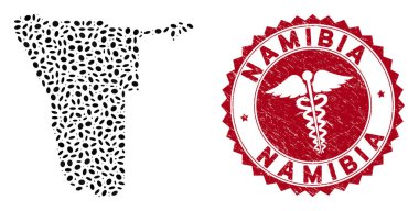 Grunge Sağlık İşaretli Namibya Kolajı