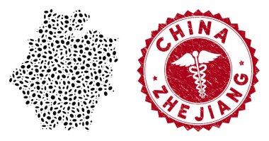 Mozaik Zhejiang Eyaleti Tehlike Mührü Haritası