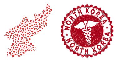 Kuzey Kore Haritası Kazınmış Tıbbi Mühür Haritası