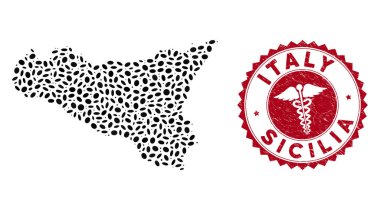 Sicilya Haritasını Çizilmiş İlaç Filigranı ile Kolaçan Et
