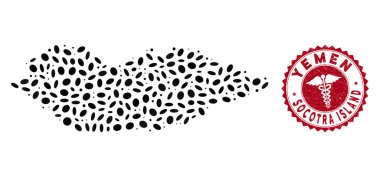 Mozaik Socotra Adası Dokulu Yılanlar Filigranı Haritası