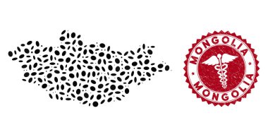 Grunge Tıbbi Mühür Moğolistan Haritası