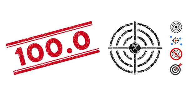 Mosaico blanco y Sello de sello rascado 100.0 con líneas — Vector de stock
