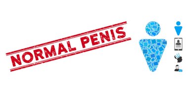 Man Mosaic and Grunge Normal Penis Seal with Lines