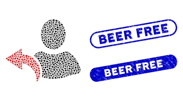 Elipse Collage Deshacer con marcas de agua libres de cerveza rayada — Vector de stock