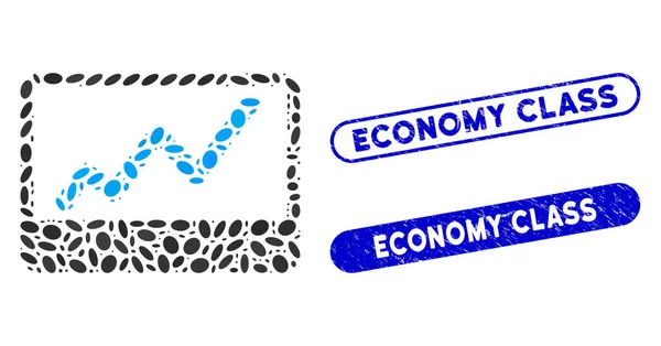Ellipse Collage Graphique boursier avec des sceaux de classe économique rayés — Image vectorielle