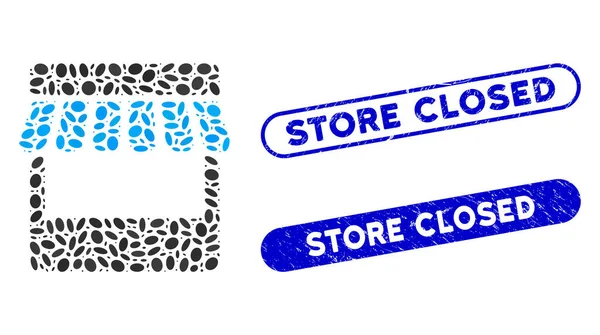 ร้านค้า Ellipse Collage กับ Grunge Store ปิดผนึก — ภาพเวกเตอร์สต็อก