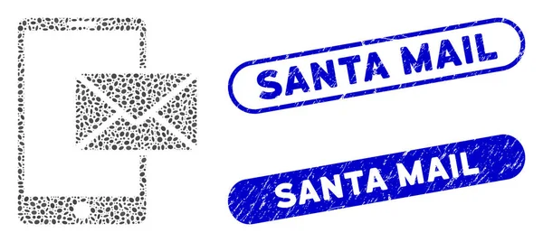 Ellipse Mosaic Mobile Mail avec Grunge Santa Mail Seals — Image vectorielle