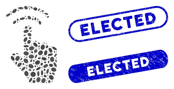 Oval Mosaic Finger Clique com marcas d 'água de angústia eleitas — Vetor de Stock