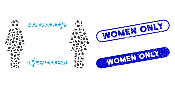 Ellipse Collage Femmes Échanger des flèches avec des femmes rayées uniquement phoques — Image vectorielle