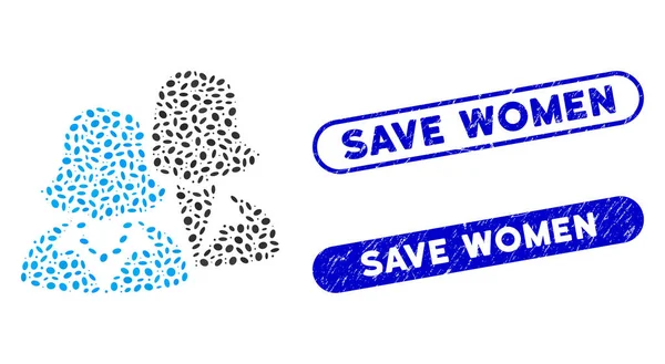 Ellipse Mosaic Women with Distress Save Women Seals — Stok Vektör