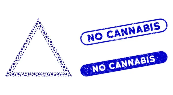 Ellittica Mosaico doppio triangolo telaio con Grunge No Cannabis Seals — Vettoriale Stock