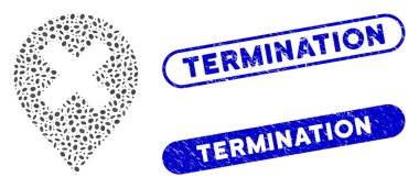 Elips Mozaiği Grunge Sonlandırma Filigranı İşaretli Kapalı