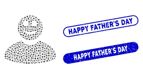 Elliptic Collage Smited Man with Grand Happy FatherS Day Watermarks — стоковый вектор