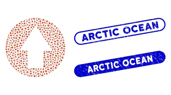 Dirección Oval Mosaic Up con Sellos de Océano Ártico Rasguñados — Archivo Imágenes Vectoriales