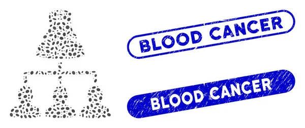 Ellipse-Mosaik-Patienten mit zerkratzten Blutkrebssiegeln — Stockvektor