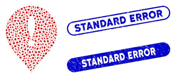 Elliptic Collage Exclamation Marker med Grunge Standard Error Watermarks – stockvektor