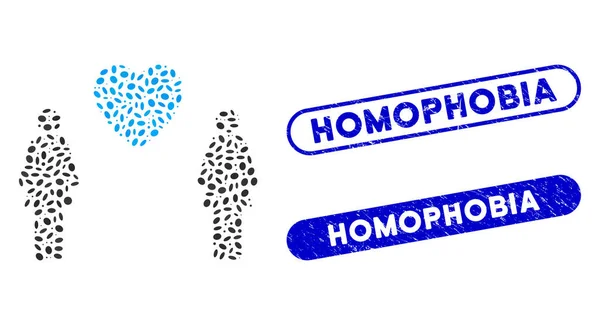 Έλλειψη Mosaic Lesbi Love Pair with Textured Homophobia Seals — Διανυσματικό Αρχείο