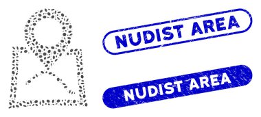Elliptic Collage Map Marker with Distress Nudist Area Seals