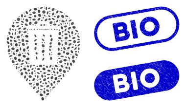 Elliptic Mosaic Trash Can Marker with Textured Bio Seals