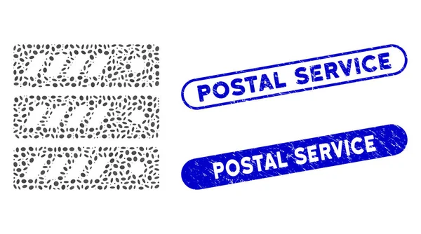 Serveur elliptique Mosaic avec filigranes de service postal — Image vectorielle