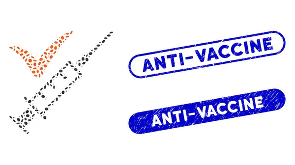 Ellipse Mosaïque vaccinée avec des filigranes anti-vaccin rayés — Image vectorielle