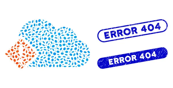 Ellipse Mosaic Error with Scratched Error 404 Seals — 스톡 벡터