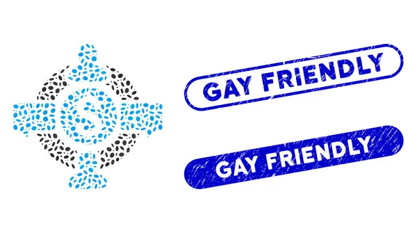 Ellipse Mosaic Rede Social Financeira com Selos Gay Friendly angústia — Vetor de Stock