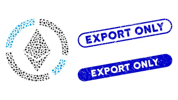 Diagrama oval del círculo del etéreo del mosaico con los sellos rasguñados de la exportación solamente — Vector de stock